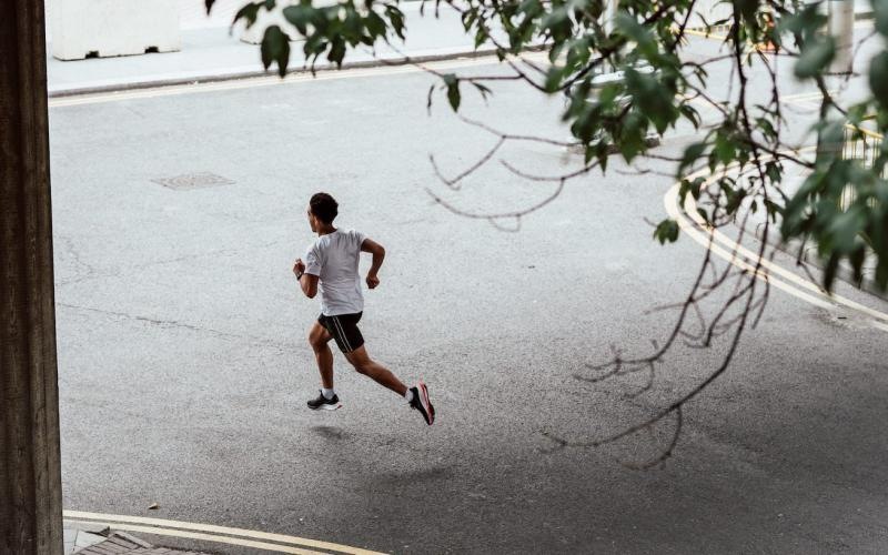 a man running on a street