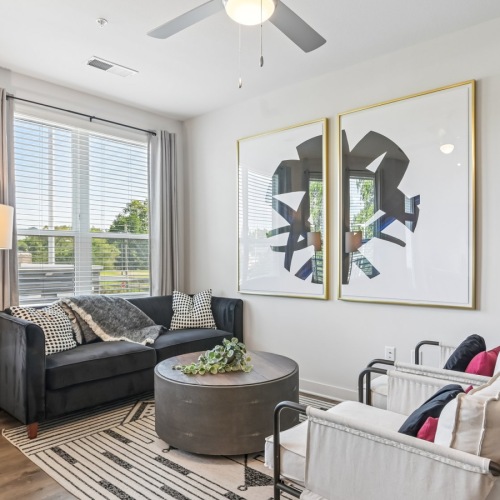 Open living room with furniture