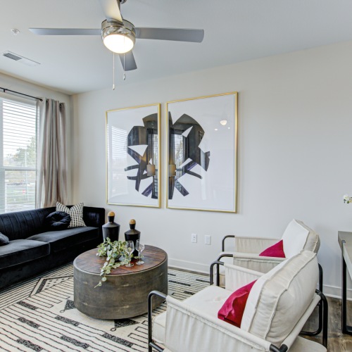 Open living room with furniture